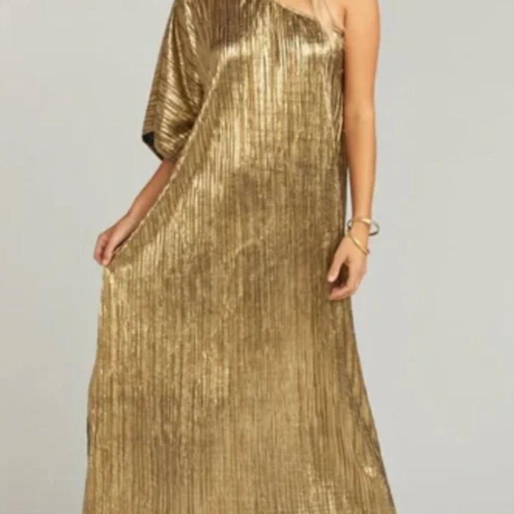 Show Me Your MuMu One-Shoulder Metallic Gold Maxi Dress